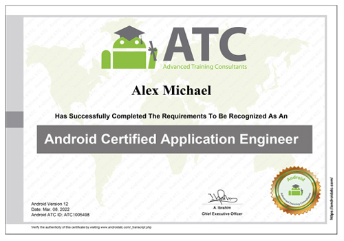 Android Certified Application Engineer certificate